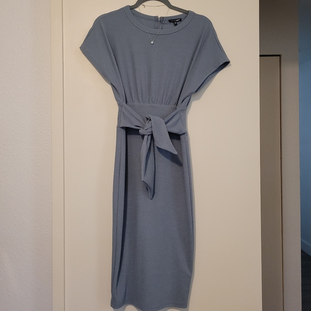 NEW Fashion Nova Tied to the Scene Ribbed Midi Dress